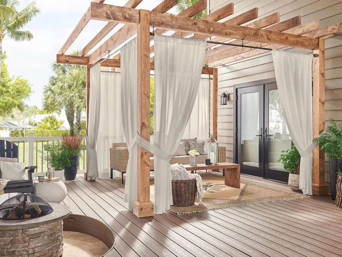 Exterior Window Coverings 4 Graber Outdoor Drapery in Outdoor Entertainment Area